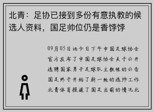 北青：足协已接到多份有意执教的候选人资料，国足帅位仍是香饽饽